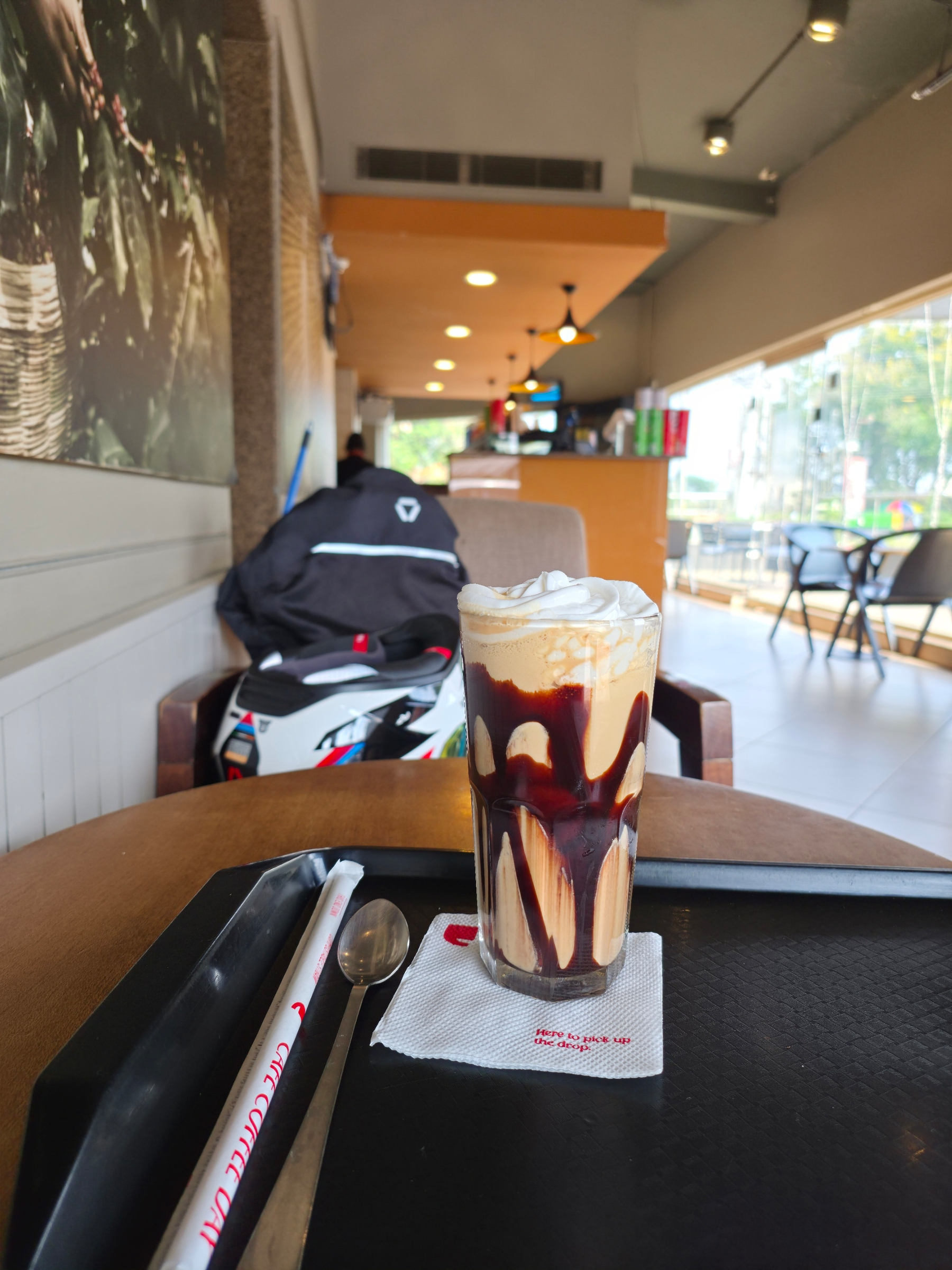 Relaxing in Cafe Coffee Day, near Hunsur